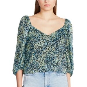 Steve Madden Stevie Top In Black Multicolor Women's Size Medium V-neckline